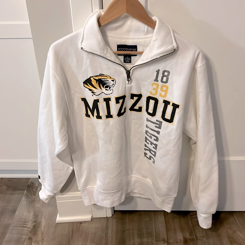 EUC White Jansport Mizzou Quarter Zip Size Small